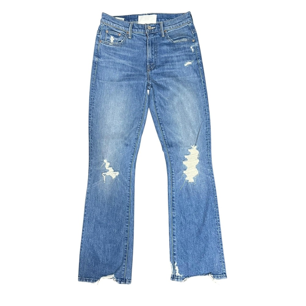 MOTHER Blue Distressed Ankle Jeans